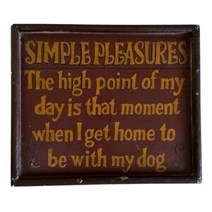 Vintage Hand Painted Dog Lover Wood Sign Rustic Home Decor Wall Art Brown Yellow